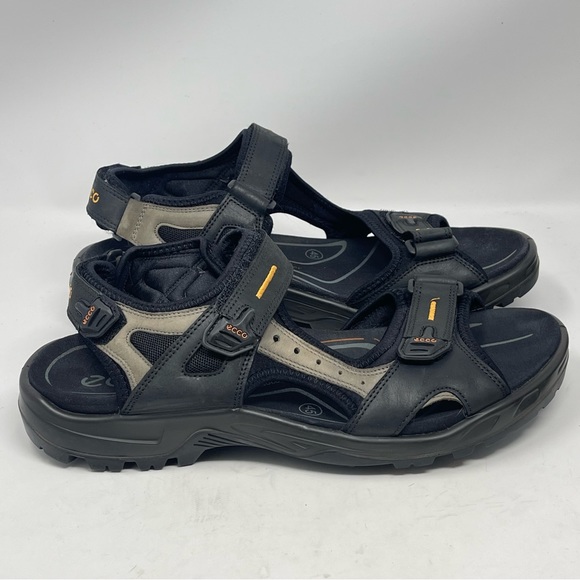 Ecco Yucatan Receptor Sandals Mens 11 - 11.5 EU 45 Black Brown Hiking Sport FLAW - Picture 3 of 15